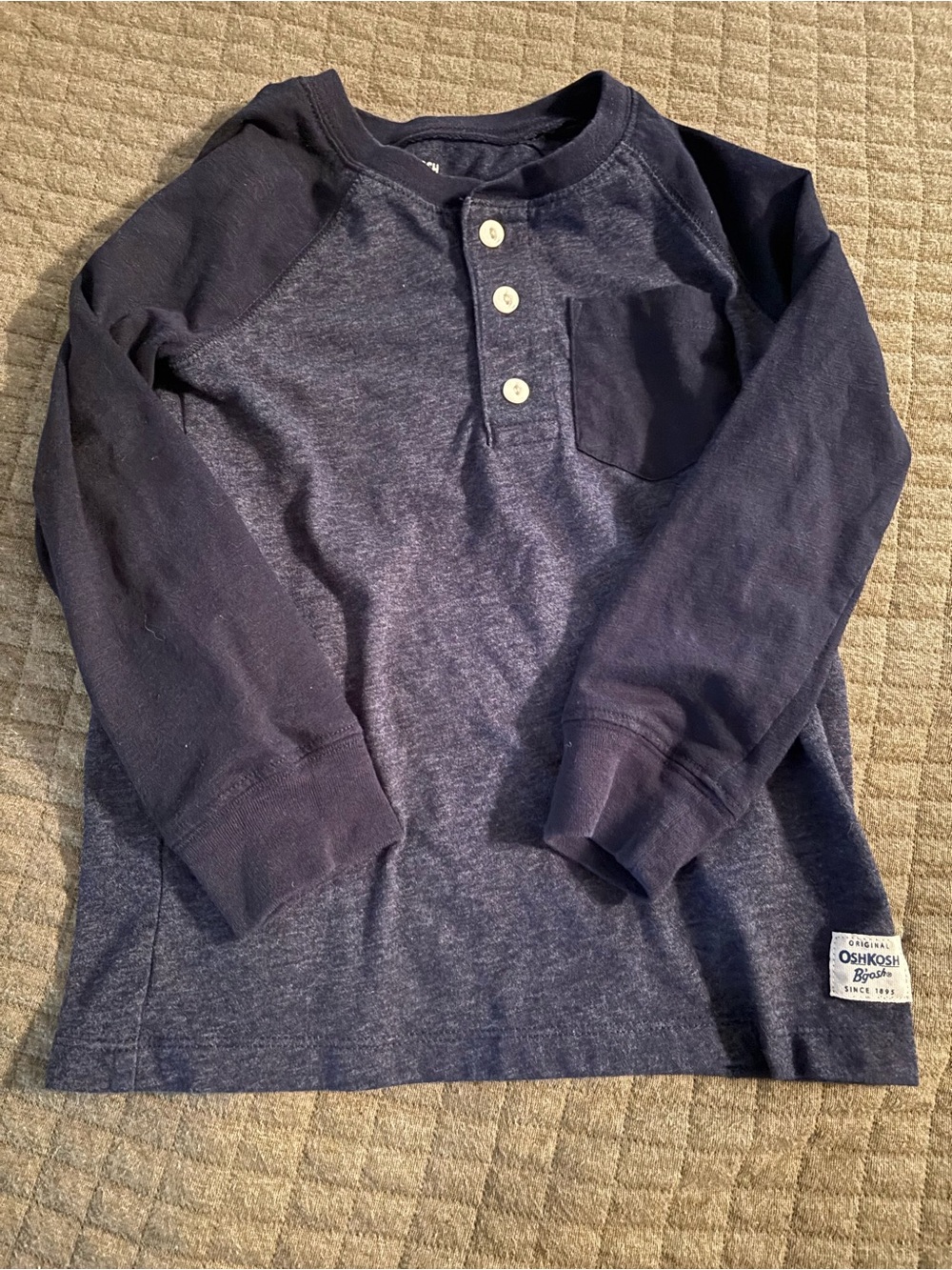 OshKosh B'gosh Dark Navy Two-Tone Henley Long Sleeve Tee size 5